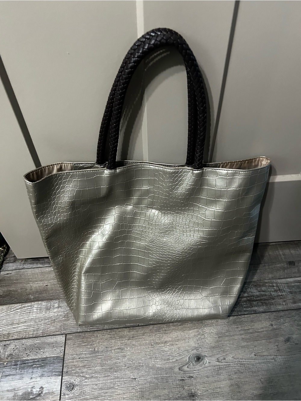 Nieman Marcus embossed croc Reptile print Tote Bag